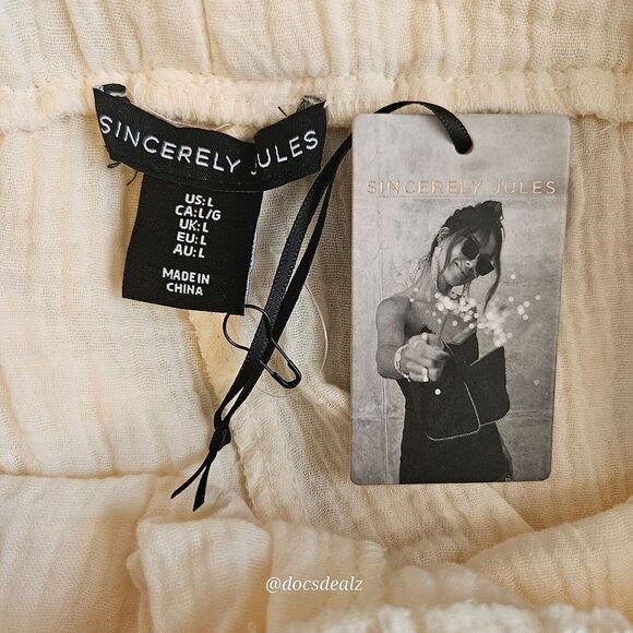 Sincerely Jules Ivory High-Rise Belted Flare Pants Size L - Picture 3 of 5